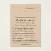 Jungfrau Mary Katholic Funeral Memorial Holcard - (Rückseite)