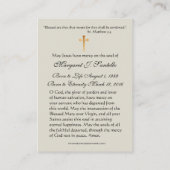 Jungfrau Mary Katholic Funeral Memorial Holcard - Platzkarte (Rückseite)