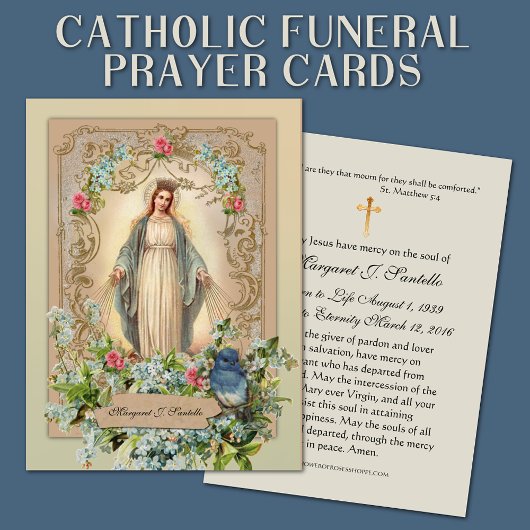 Jungfrau Mary Katholic Funeral Memorial Holcard - Platzkarte