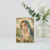 Jungfrau Mary Katholic Funeral Memorial Holcard - Visitenkarte (Stehend Vorderseite)