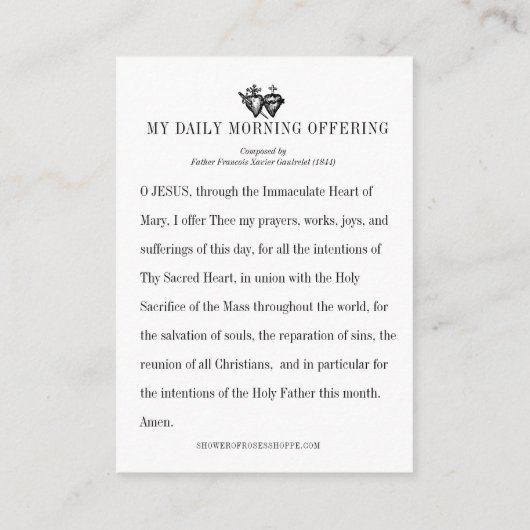 Jungfrau Mary Katholic Morning bieten Gebet Begleitkarte (Rückseite)