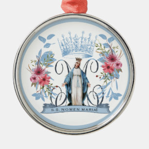 Jungfrau Mary Katholic Religious Mother Mary Flora Ornament Aus Metall