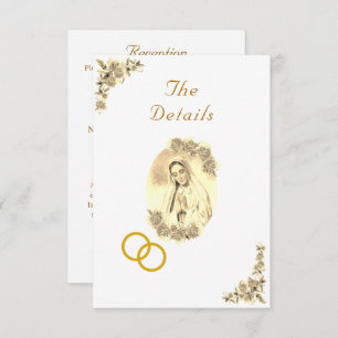Jungfrau Mary Katholic Sepia Wedding Enclosure Car Begleitkarte
