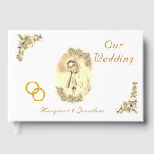 Jungfrau Mary Katholic Sepia Wedding Gästebuch (Vorderseite)