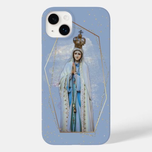 Jungfrau Mary Katholic Sky Blue & Gold Case-Mate iPhone Hülle (Rückseite)