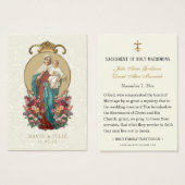 Jungfrau Mary Katholic Wedding Holy Card (Vorne & Hinten)