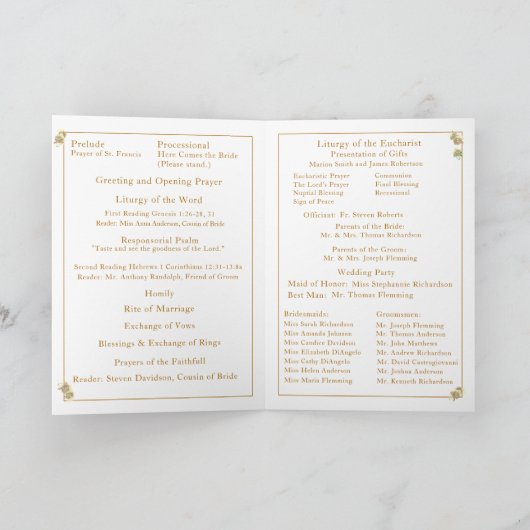 Jungfrau Mary Katholic Wedding Program Programm (Innenseite)