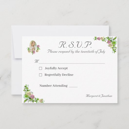 Jungfrau Mary Katholic Wedding Response Card RSVP Karte (Vorderseite)
