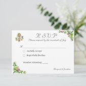 Jungfrau Mary Katholic Wedding Response Card RSVP Karte (Stehend Vorderseite)