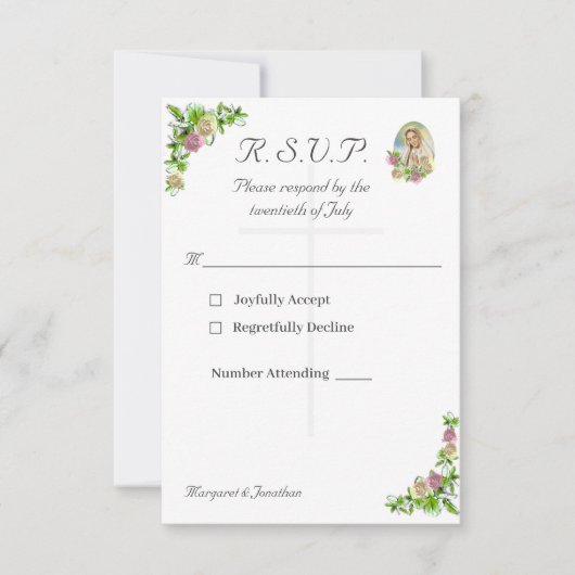 Jungfrau Mary Katholic Wedding Response Card RSVP Karte (Vorderseite)