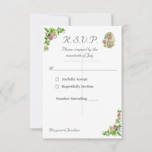 Jungfrau Mary Katholic Wedding Response Card RSVP Karte