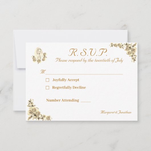 Jungfrau Mary Katholic Wedding Response Card RSVP Karte (Vorderseite)