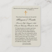 Jungfrau Mary katholische Beerdigung Gedenkkarte - Visitenkarte (Rückseite)