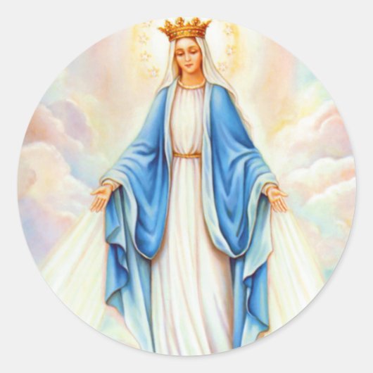 Jungfrau Mary Lady of Grace Queen of Heaven Madonn Runder Aufkleber (Vorderseite)