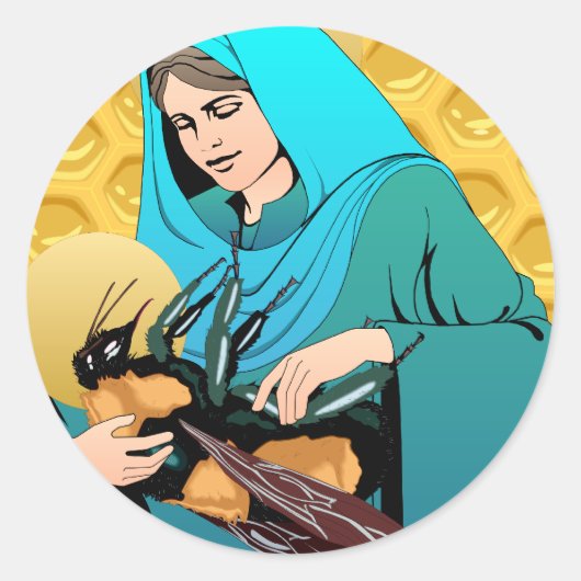 Jungfrau Mary Madonna & Bumble Bee Runder Aufkleber (Vorderseite)