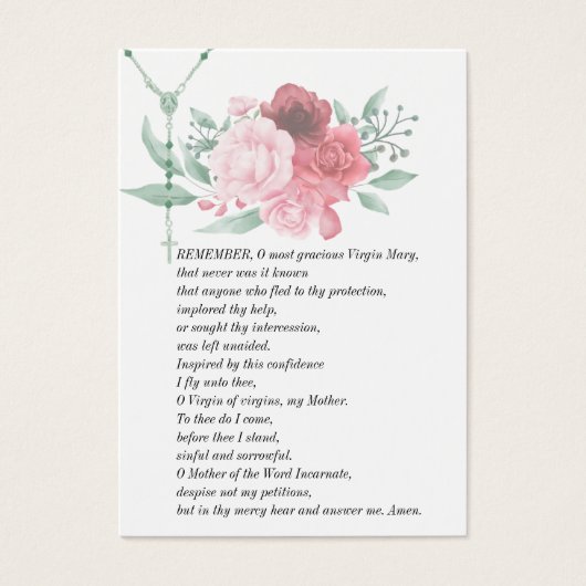 Jungfrau Mary Memorare Gebet Beerdigungskarte (Vorderseite)