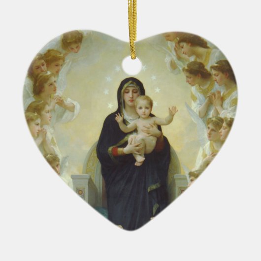 Jungfrau Mary mit Baby Jesus und Engeln Keramik Ornament (Vorne)