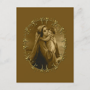 Jungfrau Mary mit Child Jesus, Goldrand Design Feiertagspostkarte