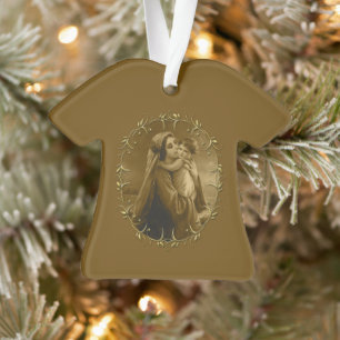 Jungfrau Mary mit Child Jesus, Goldrand Design Ornament