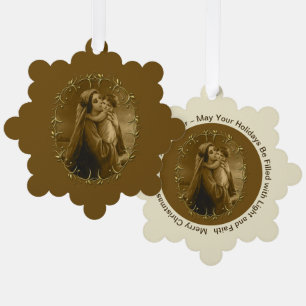 Jungfrau Mary mit Child Jesus, Goldrand Design Ornament Karte