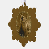 Jungfrau Mary mit Child Jesus, Goldrand Design Ornament Karte (Linke Ecke)