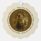 Jungfrau Mary mit Child Jesus, Goldrand Design Ornament Karte (Rückseite)