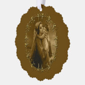 Jungfrau Mary mit Child Jesus, Goldrand Design Ornament Karte (Links)
