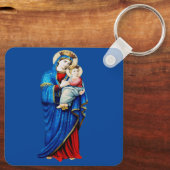 Jungfrau Mary mit dem Baby Jesus Schlüsselanhänger (Rückseite)