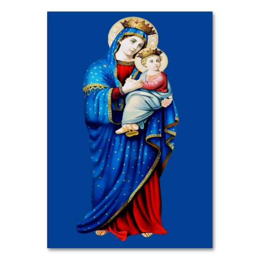 Jungfrau Mary mit dem Baby Jesus Tischnummer (Vorderseite)