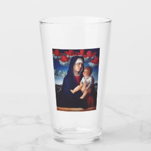 Jungfrau Mary mit dem Baby Jesus und den Roten Kir Glas