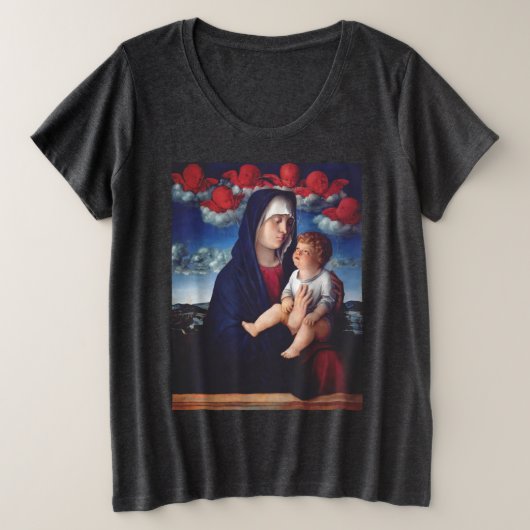 Jungfrau Mary mit dem Baby Jesus und den Roten Kir Große Größe T-Shirt (Design vorne)