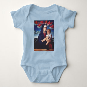 Jungfrau Mary mit dem Baby Jesus und den Roten Kir Strampler