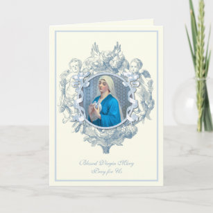Jungfrau Mary mit Doves Blue Angels Religiös  Karte