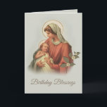 Jungfrau Mary Mother Baby Jesus Karte<br><div class="desc">Schönes Jahrgangsbild der gesegneten Jungfrau Maria,  die den Jesus-Säugling in ihren Armen hält. Alle Texte können geändert werden.</div>