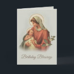 Jungfrau Mary Mother Baby Jesus Karte<br><div class="desc">Schönes Jahrgangsbild der gesegneten Jungfrau Maria,  die den Jesus-Säugling in ihren Armen hält. Alle Texte können geändert werden.</div>
