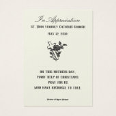 Jungfrau Mary Mother's Day-Erinnerungskarten (Rückseite)