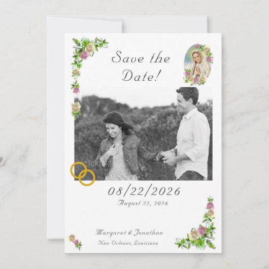 Jungfrau Mary Nuptial Save the Date Lesezeichen (Vorderseite)