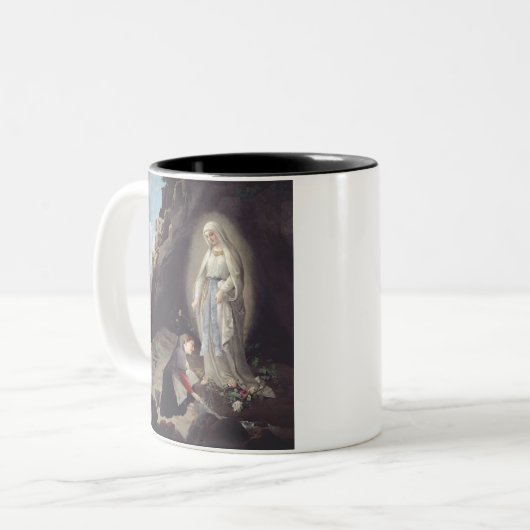 Jungfrau Mary of Lourdes Zweifarbige Tasse (Vorderseite Links)