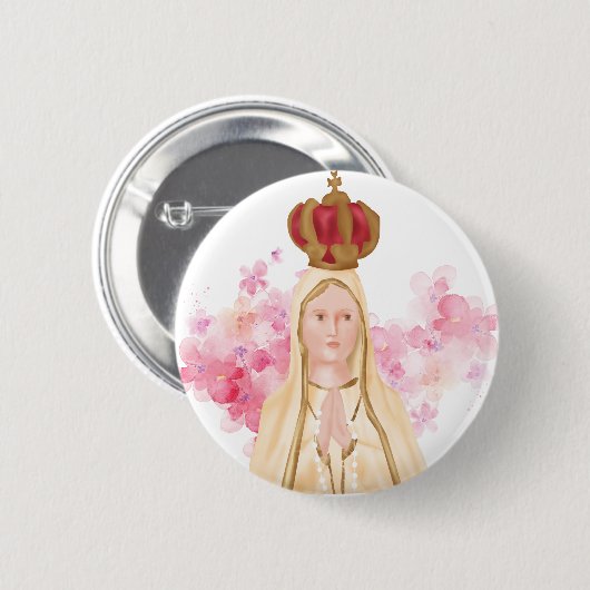 Jungfrau Mary - Our Lady of Fatima - Christlich Button (Vorne & Hinten)