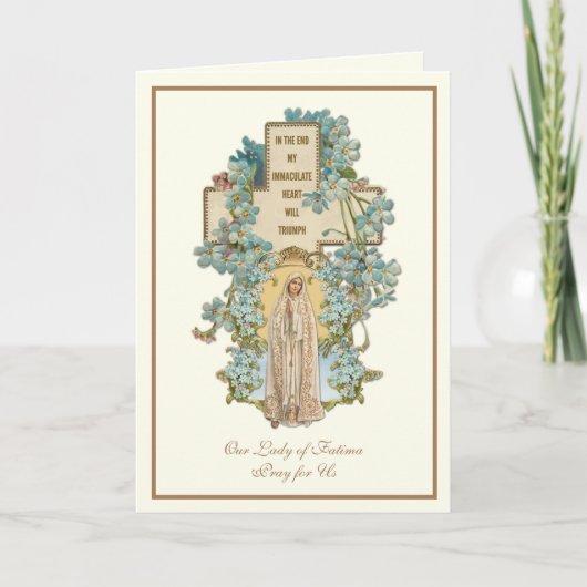 Jungfrau Mary Our Lady of Fatima Religious Floral Karte (Vorderseite)