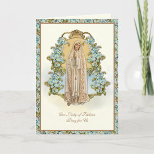 Jungfrau Mary Our Lady of Fatima Religious Floral  Karte