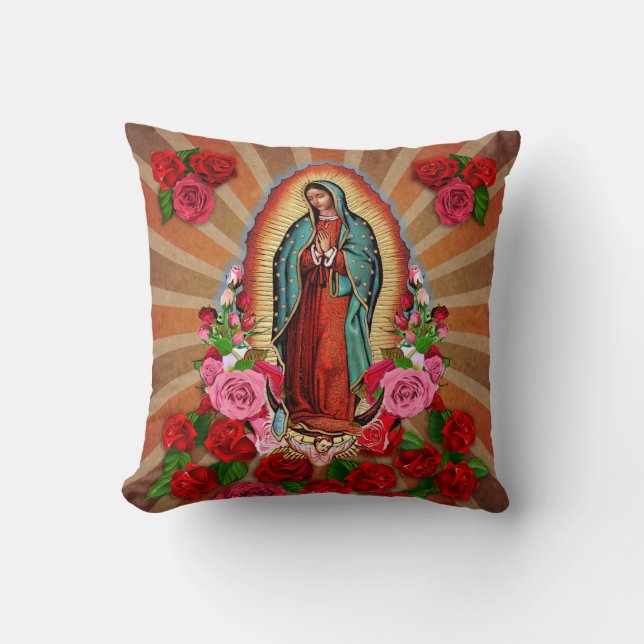 Jungfrau Mary Our Lady of Guadalupe Throw Kissen (Vorderseite)