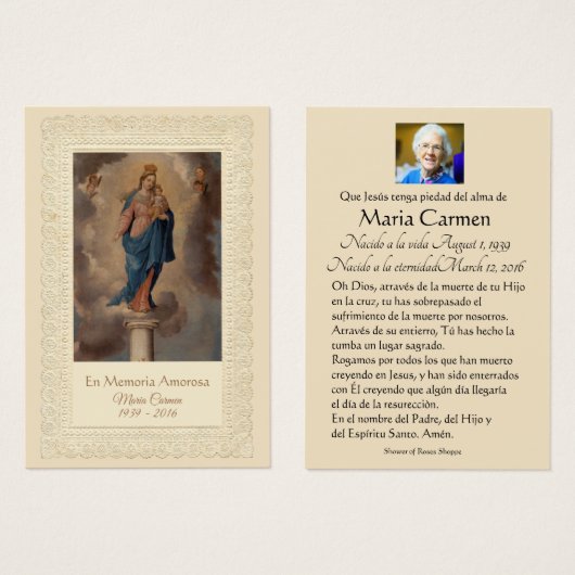 Jungfrau Mary Our Lady of the Pillar Spanish (Vorne & Hinten)