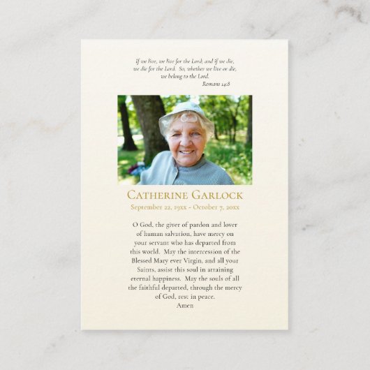 Jungfrau Mary Pink Roses Rahmen Beerdigung Gebetsk Platzkarte (Rückseite)