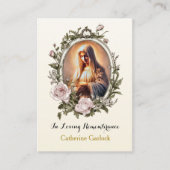 Jungfrau Mary Pink Roses Rahmen Beerdigung Gebetsk Platzkarte (Vorderseite)