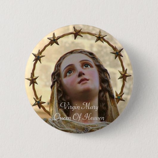 Jungfrau Mary Queen of Heaven Button (Vorderseite)