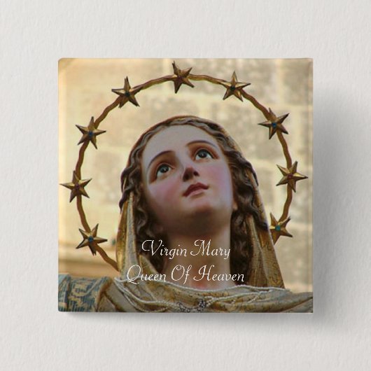 Jungfrau Mary Queen of Heaven Button (Vorderseite)