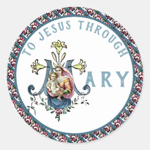 Jungfrau Mary Religious Katholic Jesus Cross Class Runder Aufkleber