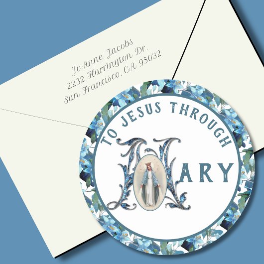 Jungfrau Mary Religious Katholic Jesus Cross Class Runder Aufkleber