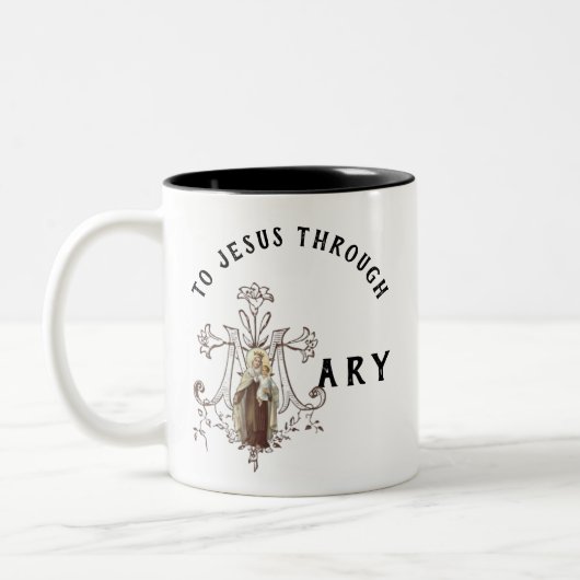 Jungfrau Mary Religious Katholic Jesus Gebet Zweifarbige Tasse (Links)